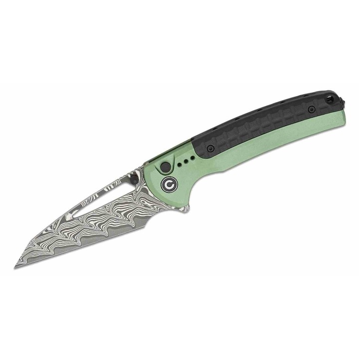 Couteau CIVIVI Sentinel Damas Manche Green Aluminium Lame Damas IKBS Button Lock Clip CIVC22025BDS1 - Livraison Gratuite