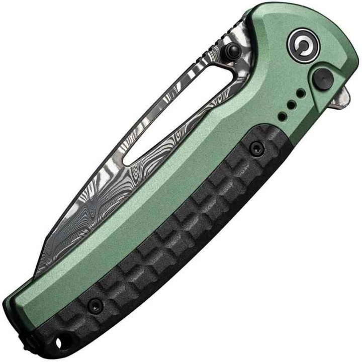 Couteau CIVIVI Sentinel Damas Manche Green Aluminium Lame Damas IKBS Button Lock Clip CIVC22025BDS1 - Livraison Gratuite