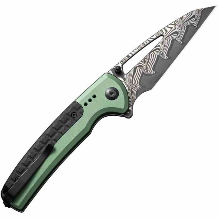 Couteau CIVIVI Sentinel Damas Manche Green Aluminium Lame Damas IKBS Button Lock Clip CIVC22025BDS1 - Livraison Gratuite