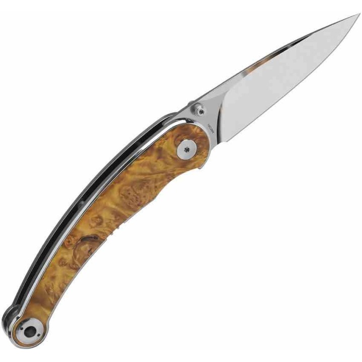 Couteau QSP Dolphin Wood Manche Bois Lame Acier 14C28N IKBS Liner Lock Clip QS161B - Livraison Gratuite