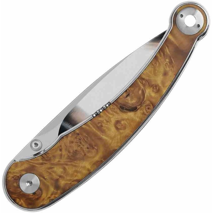 Couteau QSP Dolphin Wood Manche Bois Lame Acier 14C28N IKBS Liner Lock Clip QS161B - Livraison Gratuite