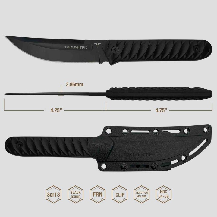 Mini Katana Takumitac Ninja Lame Trailing Point Acier 3Cr13 Manche & Etui FRN TKF313 - Livraison Gratuite