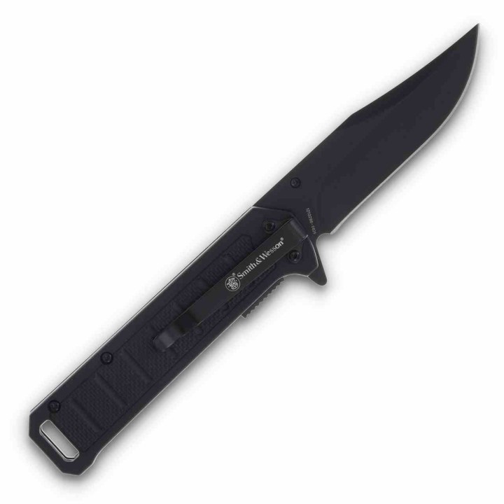 Couteau Smith&Wesson A/O Lame Acier 3Cr13 Manche Aluminium Linerlock Clip Boite Métal SWP1208873 - Livraison Gratuite