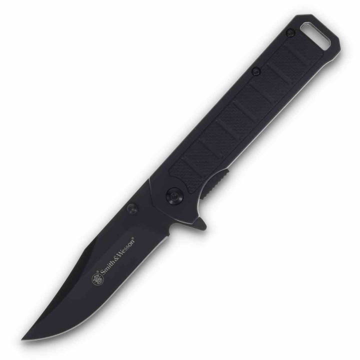 Couteau Smith&Wesson A/O Lame Acier 3Cr13 Manche Aluminium Linerlock Clip Boite Métal SWP1208873 - Livraison Gratuite