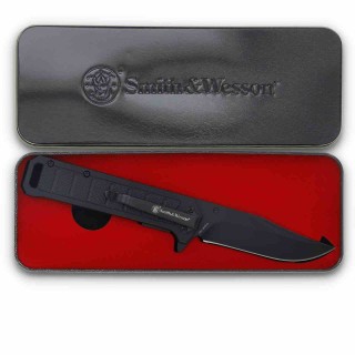 Couteau Smith&Wesson A/O Lame Acier 3Cr13 Manche Aluminium Linerlock Clip Boite Métal SWP1208873 - Livraison Gratuite