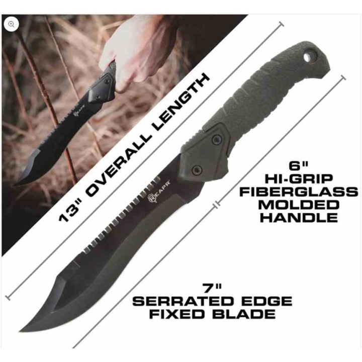 Couteau de Survie REAPR Tac Bowie Lame Acier 420 Manche TPR Etui Molded SHF11001  - Livraison Gratuite