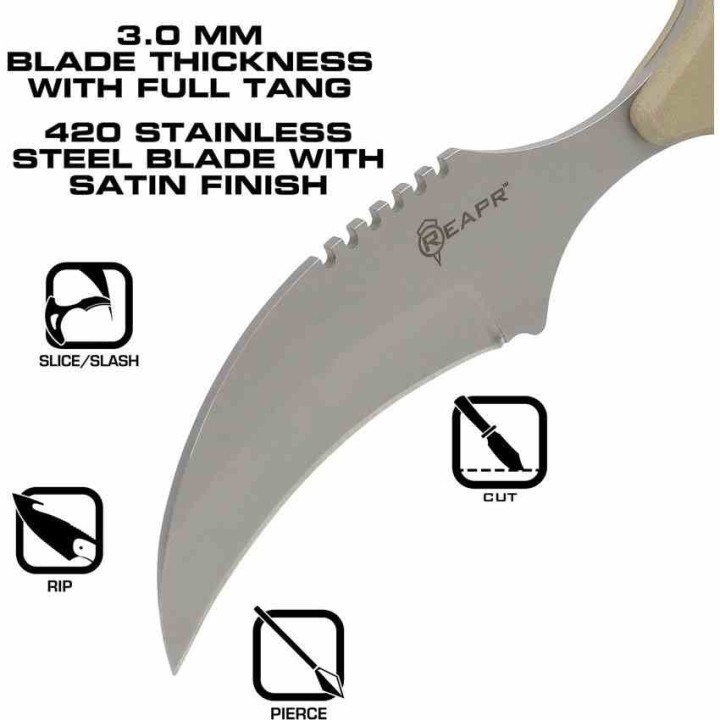 Couteau Push Dagger Reapr Tac Talon Lame Acier 420 Manche Tan G10 Etui Nylon SHF11041 - Livraison Gratuite