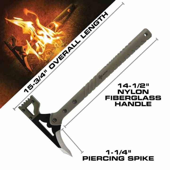 Hache Marteau Reapr Battle Hammer Lame Acier 420 Manche FRN OD Green Etui MOLLE SHF11050 - Livraison Gratuite