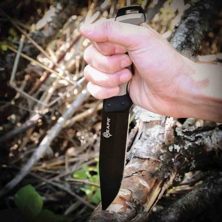 Couteau De Survie Reapr Brigade Lame Acier 420 Manche Black & Tan G10 Etui Nylon SHF11009 - Livraison Gratuite