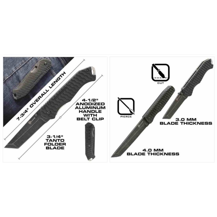 Lot de 2 Couteaux Reapr Tac Tanto 1 Fixe & 1 Folder Lame Acier 420 Etui Nylon SHF11008 - Livraison Gratuite