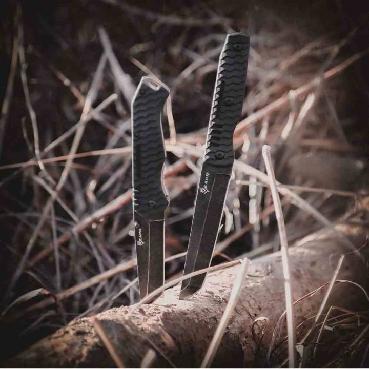 Lot de 2 Couteaux Reapr Tac Tanto 1 Fixe & 1 Folder Lame Acier 420 Etui Nylon SHF11008 - Livraison Gratuite