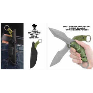 Couteau Karambit Reapr Slamr Recurve Tanto Manche Green Lame Acier 420 Etui Nylon SHF11010 - Livraison Gratuite
