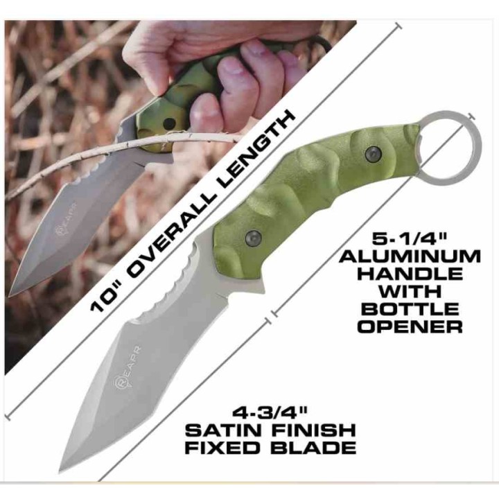 Couteau Karambit Reapr Slamr Recurve Tanto Manche Green Lame Acier 420 Etui Nylon SHF11010 - Livraison Gratuite