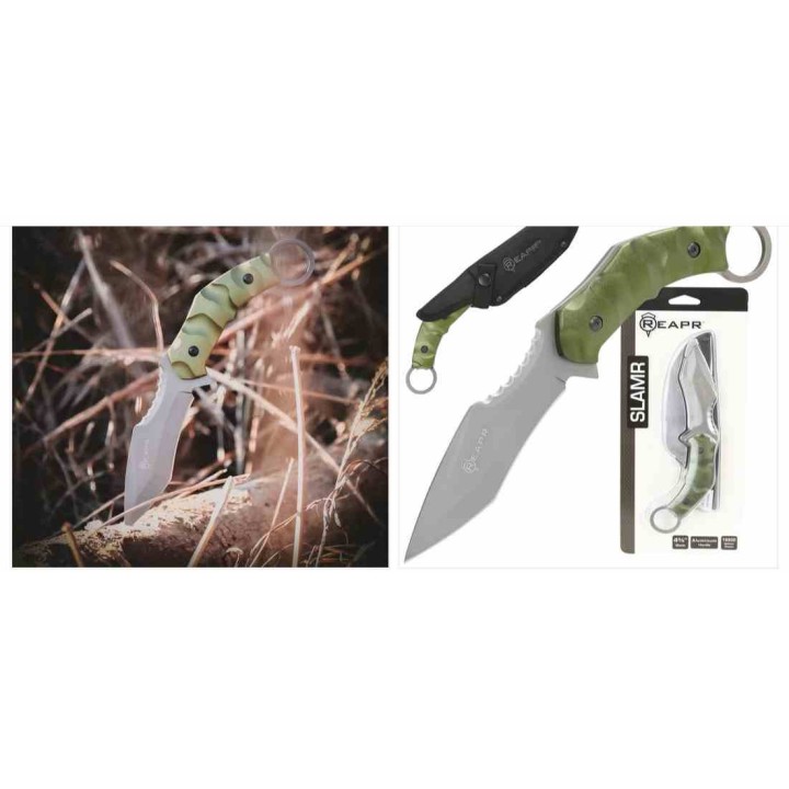 Couteau Karambit Reapr Slamr Recurve Tanto Manche Green Lame Acier 420 Etui Nylon SHF11010 - Livraison Gratuite