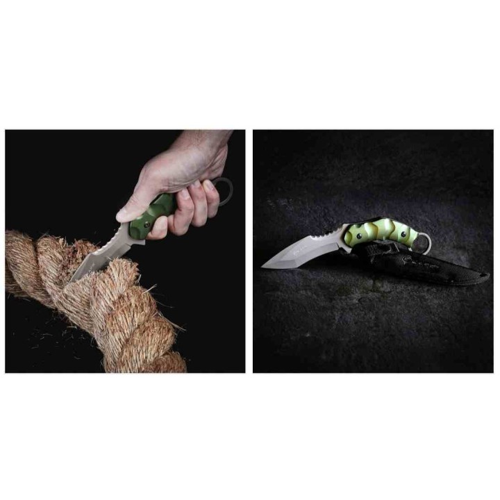 Couteau Karambit Reapr Slamr Recurve Tanto Manche Green Lame Acier 420 Etui Nylon SHF11010 - Livraison Gratuite