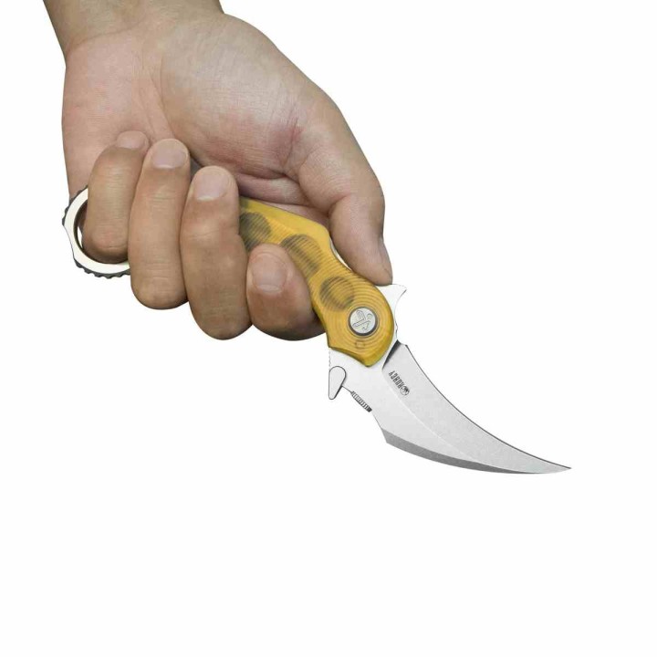 Couteau Kubey Rogue Pikal Karambit Ultem Lame Acier 14C28N IKBS Linerlock Clip KUB298G - Livraison Gratuite