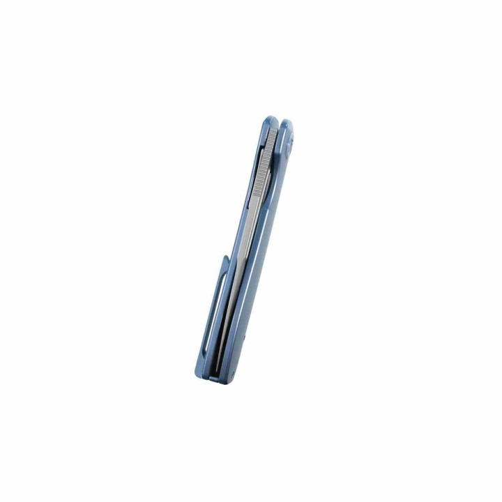 Couteau Kubey Supercell Blue Manche Titane Lame Stonewash Acier 14C28N IKBS Linerlock Clip KUB353B - Livraison Gratuite