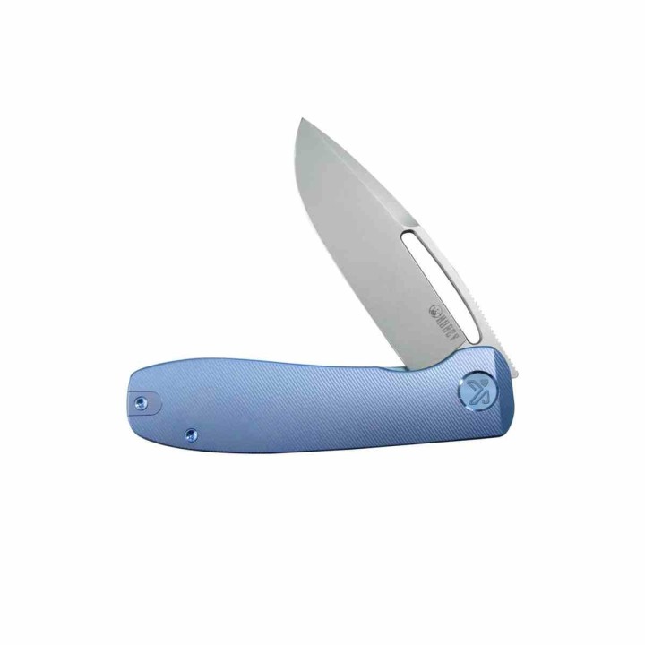 Couteau Kubey Supercell Blue Manche Titane Lame Stonewash Acier 14C28N IKBS Linerlock Clip KUB353B - Livraison Gratuite