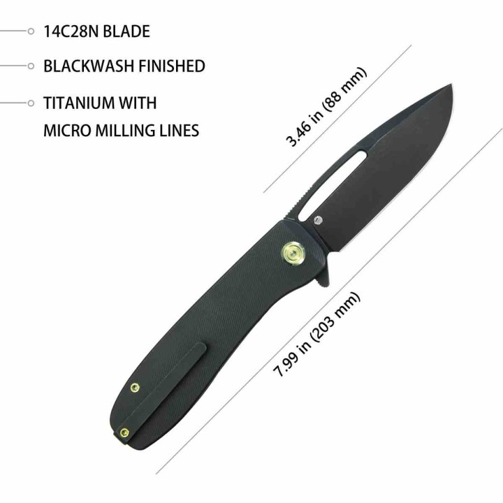 Couteau Kubey Supercell Black Manche Titane Lame Blackwash 14C28N IKBS Linerlock Clip KUB353D - Livraison Gratuite