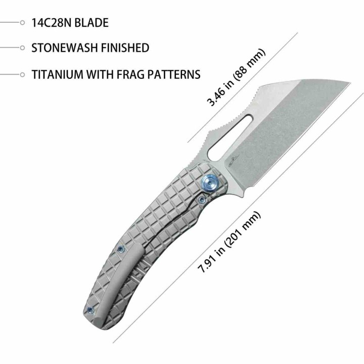 Couteau Kubey Sylow Grey Manche Titane Lame Acier 14C28N SW IKBS Framelock Clip KUB260A - Livraison Gratuite