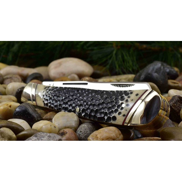 Couteau Rough Ryder Buckshot Bone Trapper Lames Acier 440A Manche Os Slip Joint RR1544 - Livraison Gratuite