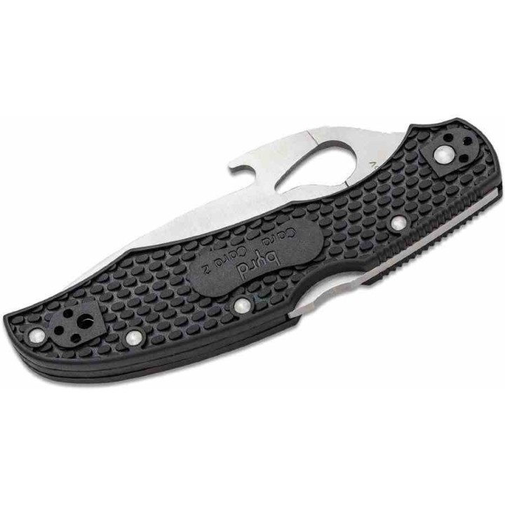 Couteau Spyderco Byrd Cara Cara 2 Emerson Lame Acier 8Cr13MoV Combo Manche FRN Lockback Clip BY03PSBK2W - Livraison Gratuite