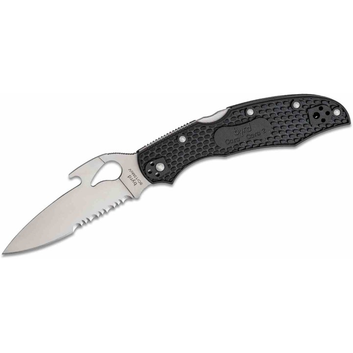 Couteau Spyderco Byrd Cara Cara 2 Emerson Lame Acier 8Cr13MoV Combo Manche FRN Lockback Clip BY03PSBK2W - Livraison Gratuite