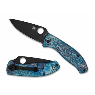 Couteau Spyderco Tenacious Blue Titanium Lame Acier D2 Black Framelock Clip SC122TIBLBKD2P - Livraison Gratuite