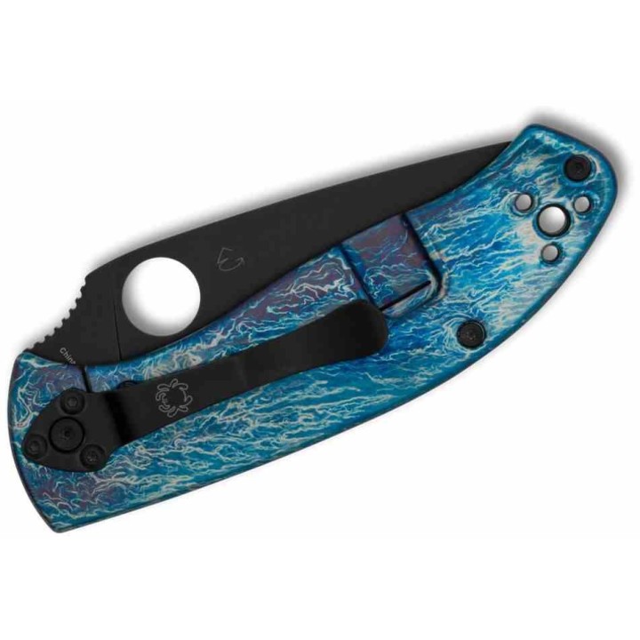Couteau Spyderco Tenacious Blue Titanium Lame Acier D2 Black Framelock Clip SC122TIBLBKD2P - Livraison Gratuite