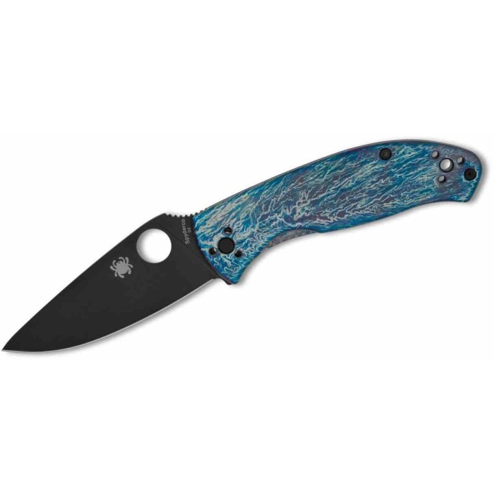 Couteau Spyderco Tenacious Blue Titanium Lame Acier D2 Black Framelock Clip SC122TIBLBKD2P - Livraison Gratuite