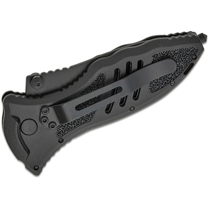 Couteau Blackhawk CQD Small Lame Acier D2 Combo Manche Black FRN Brise Vitres Button Lock Clip BH15M211BK - Livraison Gratuite