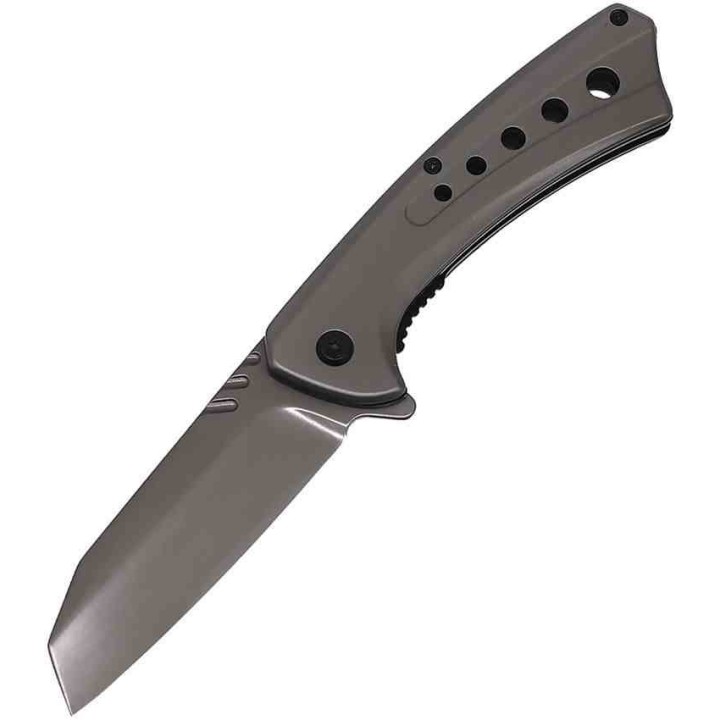 Couteau ElitEdge A/O Gray Lame Acier 440C Manche Acier Linerlock Clip EE10A88GY - Livraison Gratuite