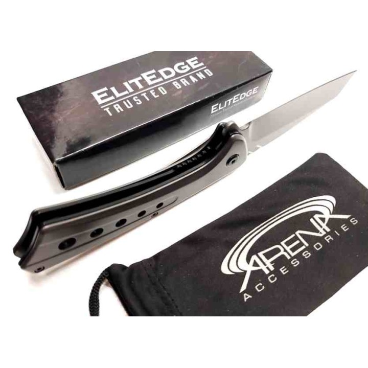 Couteau ElitEdge A/O Gray Lame Acier 440C Manche Acier Linerlock Clip EE10A88GY - Livraison Gratuite