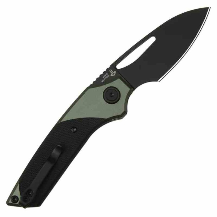 Couteau CJRB Cutlery Version Green/Black Manche Alu Lame Acier AR-RPM9 Blk IKBS Button Lock Clip J1949BBK - Livraison Gratuite