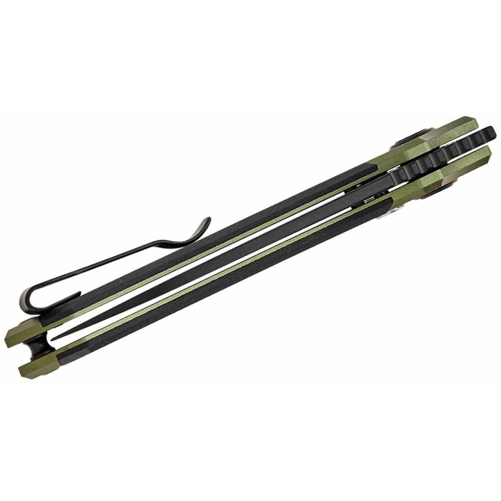 Couteau CJRB Cutlery Version Green/Black Manche Alu Lame Acier AR-RPM9 Blk IKBS Button Lock Clip J1949BBK - Livraison Gratuite
