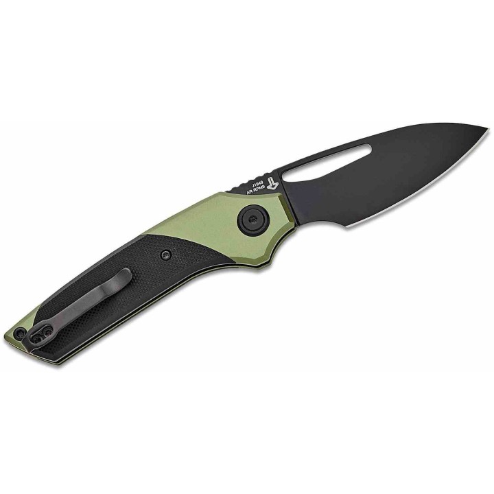 Couteau CJRB Cutlery Version Green/Black Manche Alu Lame Acier AR-RPM9 Blk IKBS Button Lock Clip J1949BBK - Livraison Gratuite