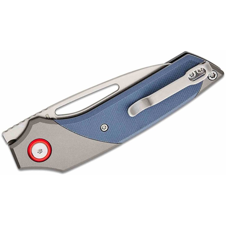 Couteau CJRB Cutlery Version Gray/Blue Manche Alu Lame Acier AR-RPM9 IKBS Button Lock Clip J1949GY - Livraison Gratuite