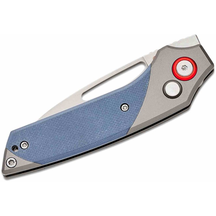 Couteau CJRB Cutlery Version Gray/Blue Manche Alu Lame Acier AR-RPM9 IKBS Button Lock Clip J1949GY - Livraison Gratuite
