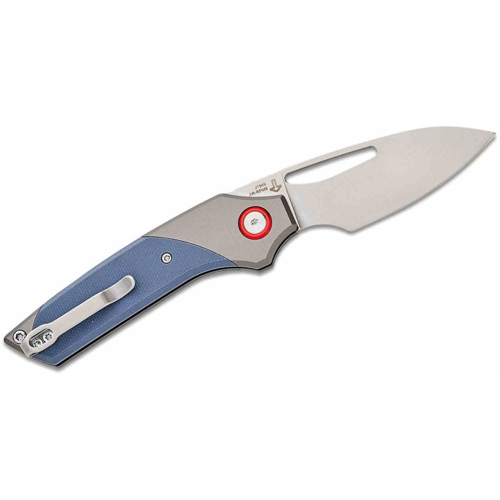 Couteau CJRB Cutlery Version Gray/Blue Manche Alu Lame Acier AR-RPM9 IKBS Button Lock Clip J1949GY - Livraison Gratuite
