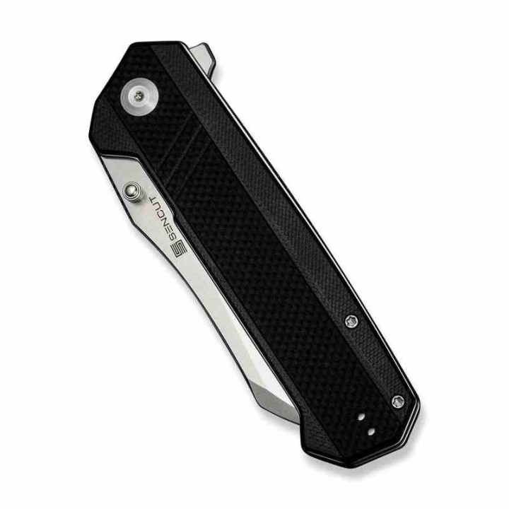 Couteau SENCUT Draxor Black Manche G10 Lame Acier 9Cr18MoV Satin Sheepsfoot IKBS LinerLock Clip S240351 - Livraison Gratuite