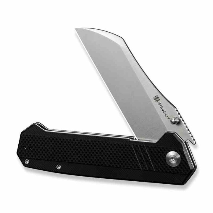 Couteau SENCUT Draxor Black Manche G10 Lame Acier 9Cr18MoV Satin Sheepsfoot IKBS LinerLock Clip S240351 - Livraison Gratuite
