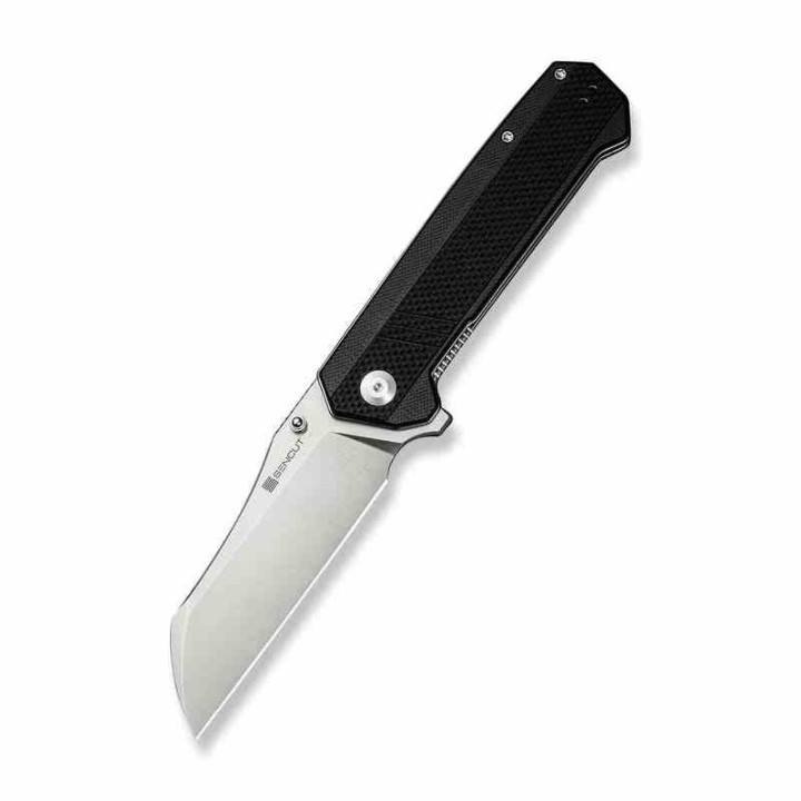 Couteau SENCUT Draxor Black Manche G10 Lame Acier 9Cr18MoV Satin Sheepsfoot IKBS LinerLock Clip S240351 - Livraison Gratuite