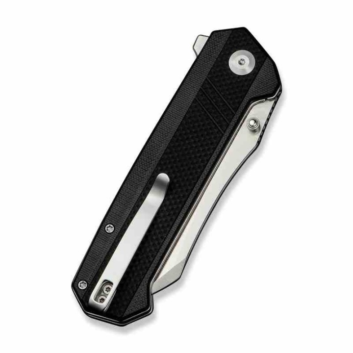 Couteau SENCUT Draxor Black Manche G10 Lame Acier 9Cr18MoV Satin Sheepsfoot IKBS LinerLock Clip S240351 - Livraison Gratuite