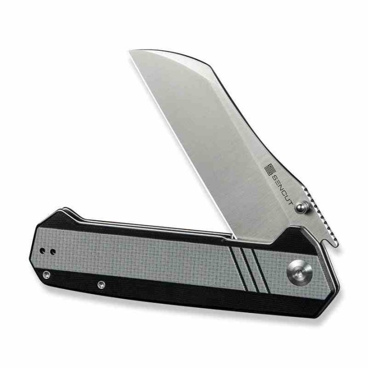 Couteau SENCUT Draxor Black/Gray Manche G10 Lame Acier 9Cr18MoV Sheepsfoot IKBS LinerLock Clip S240353 - Livraison Gratuite