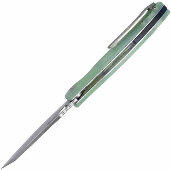 Couteau Kubey Drake Jade Manche G10 Lame Acier AUS-10 Manche IKBS Linerlock Clip Titane KUB239I - Livraison Gratuite