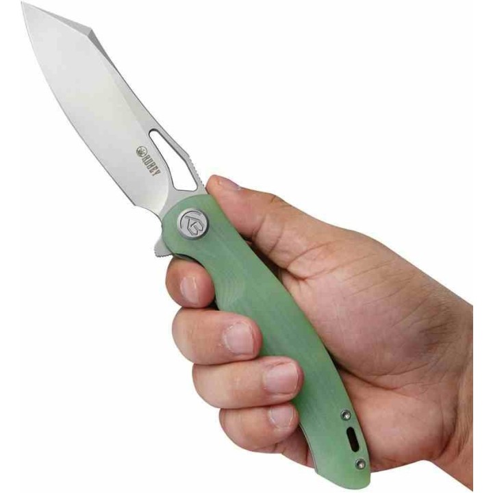 Couteau Kubey Drake Jade Manche G10 Lame Acier AUS-10 Manche IKBS Linerlock Clip Titane KUB239I - Livraison Gratuite