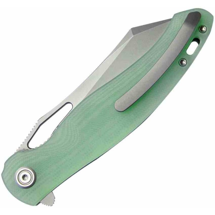 Couteau Kubey Drake Jade Manche G10 Lame Acier AUS-10 Manche IKBS Linerlock Clip Titane KUB239I - Livraison Gratuite