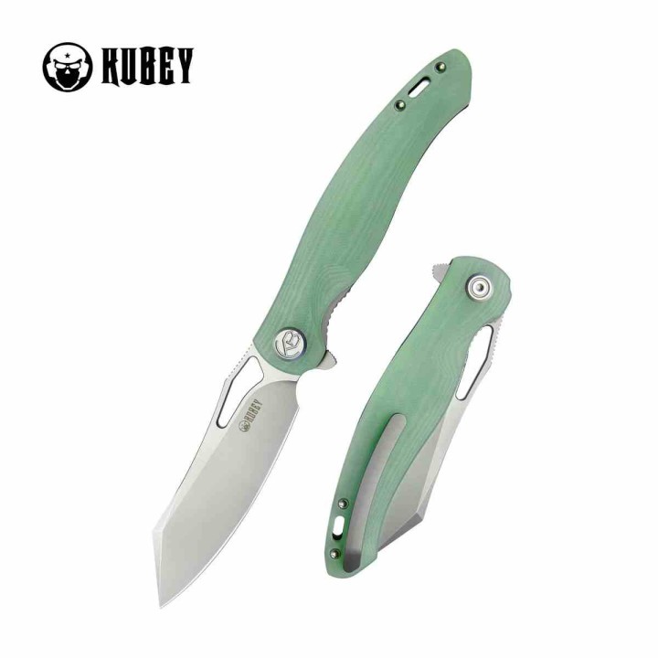 Couteau Kubey Drake Jade Manche G10 Lame Acier AUS-10 Manche IKBS Linerlock Clip Titane KUB239I - Livraison Gratuite
