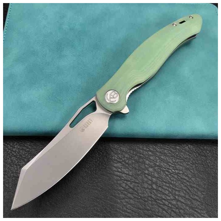 Couteau Kubey Drake Jade Manche G10 Lame Acier AUS-10 Manche IKBS Linerlock Clip Titane KUB239I - Livraison Gratuite