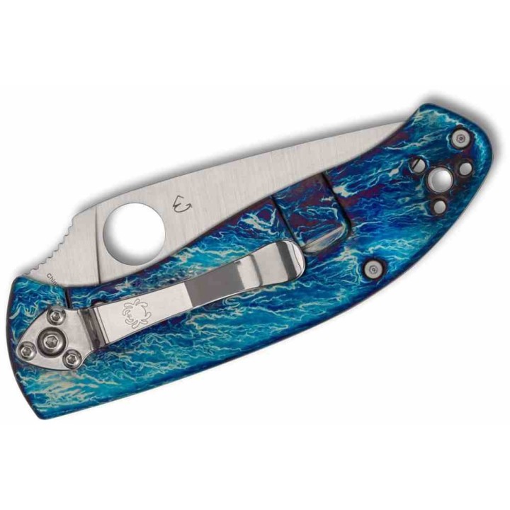 Couteau Spyderco Tenacious Blue Titanium Lame Acier D2 Framelock Clip SC122TIBLD2P - Livraison Gratuite